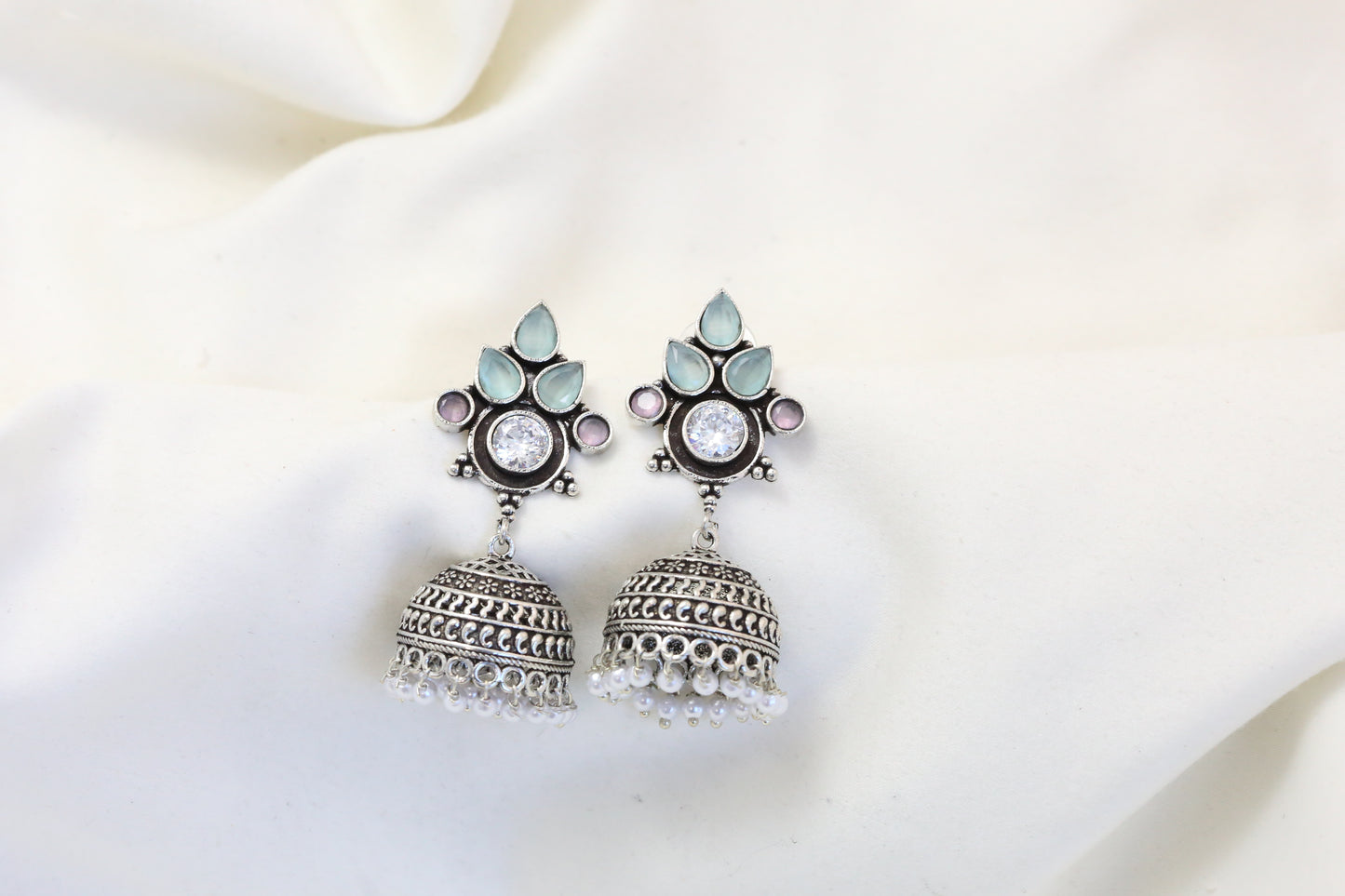 Karnika Oxidized Jhumka - Pastel