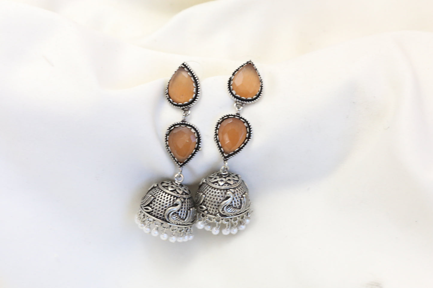 Rayna Oxidized Jhumka - Orange