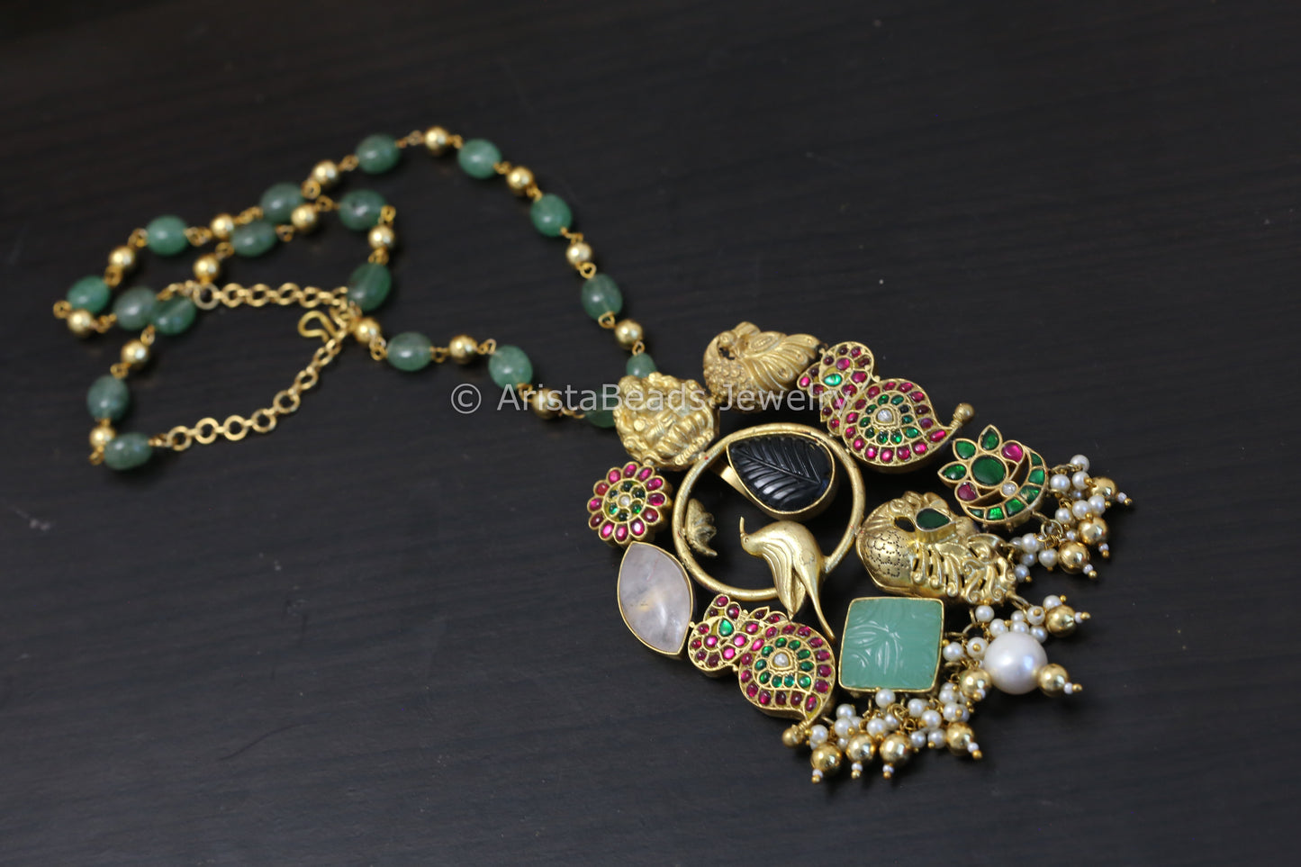 Fusion Jadau & Semiprecious Stone Necklace