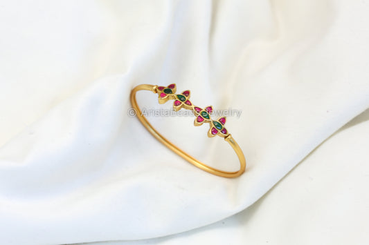 Jadau Bracelet (Openable) - Ruby Green