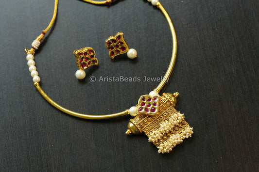 Dainty Ruby Tabeez Hasli Necklace Set (103-04)