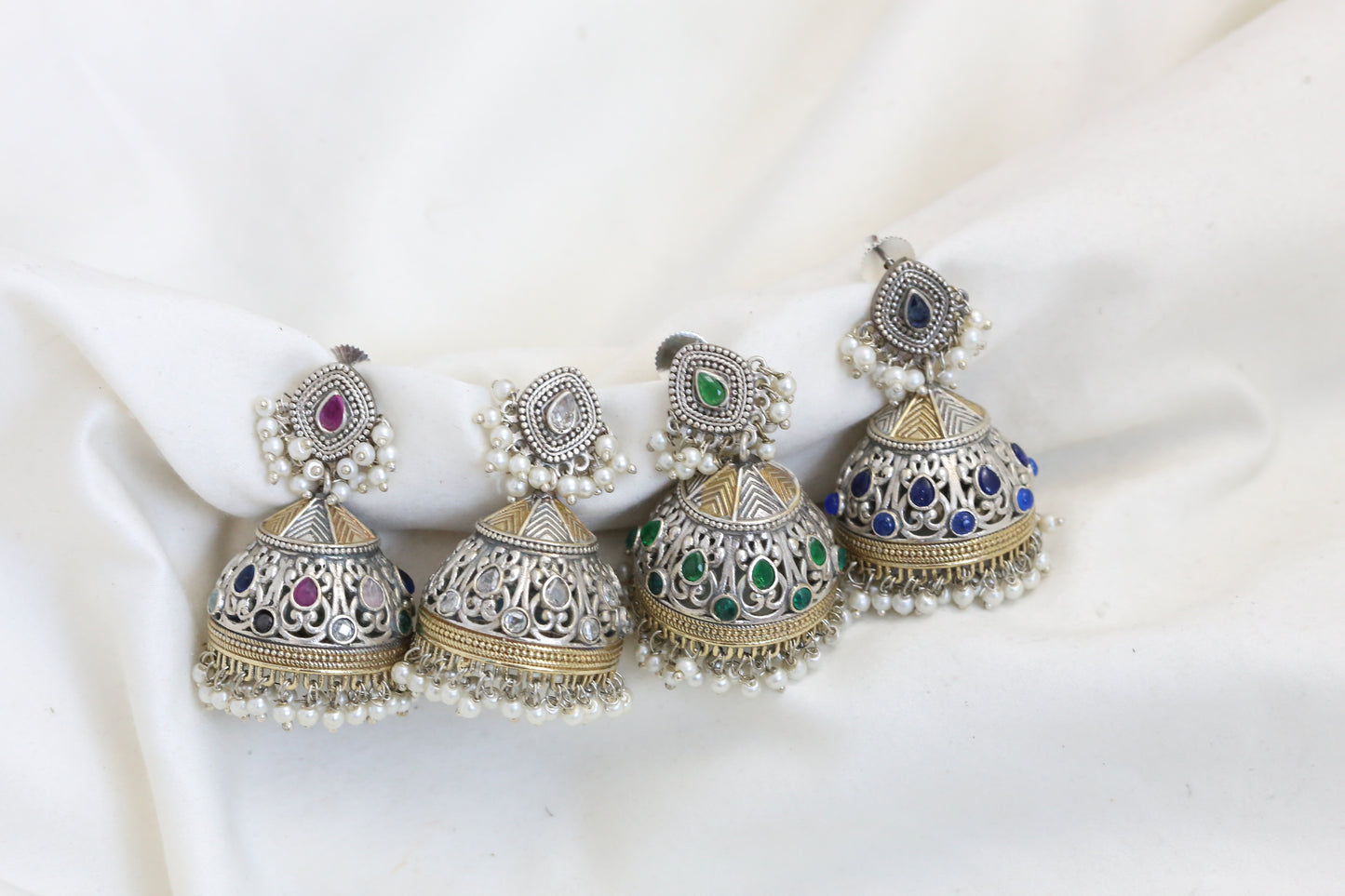 Dual Tone Pearl Jhumka (Colors Available)