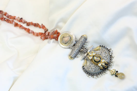Sitara Oxidized Kundan Necklace Set (T102-22)