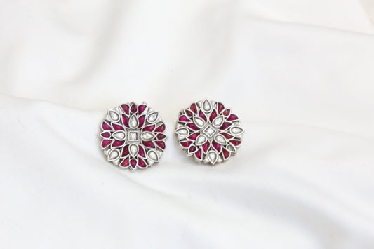 Simran Kundan Studs -Ruby