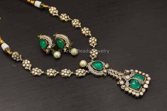 Anaya Victorian Moissanite & Pota Doublet Set - Emerald Green