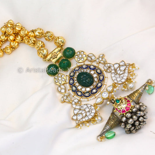 Silver Look Alike Fusion Kundan Necklace (ABJ-N101-44)