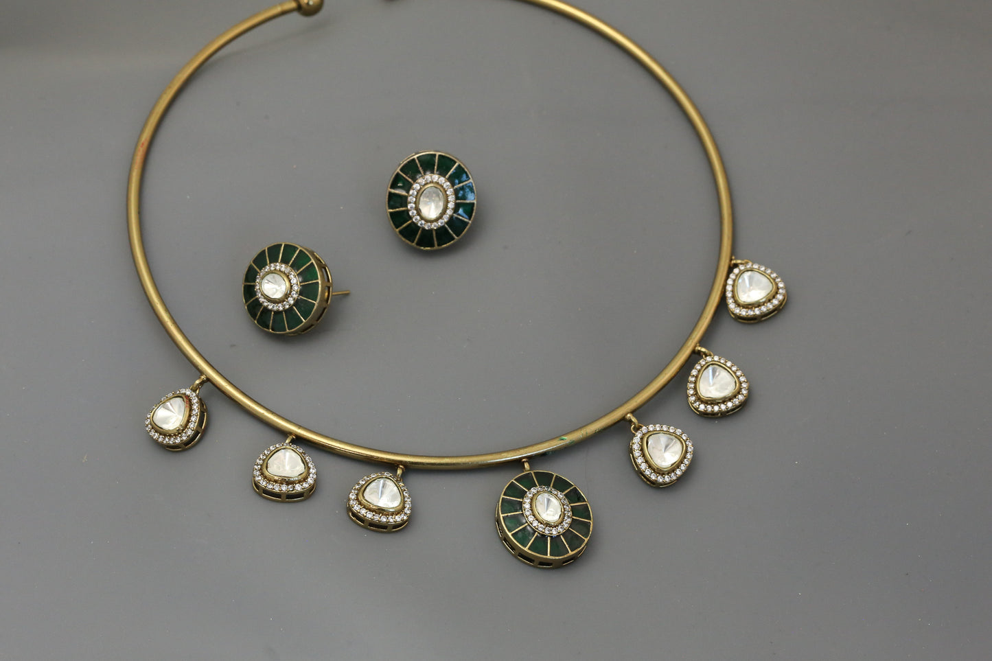 Fusion Enamel & Polki Hasli Set (103-42)