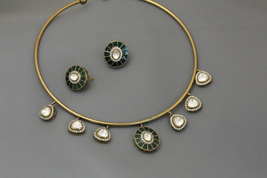 Fusion Enamel & Polki Hasli Set (103-42)