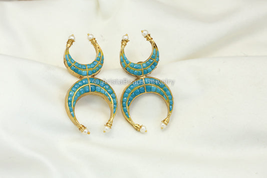 Contemporary Chand Earrings - Turquoise