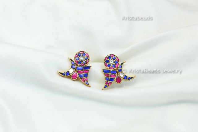 Aadya Contemporary Jadau Earrings - Blue