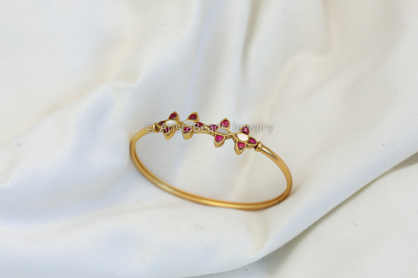 Jadau Bracelet (Openable) - Ruby MOP