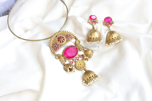 Antique Gold Hot Pink Doublet Set (ABJ-N101- 63)