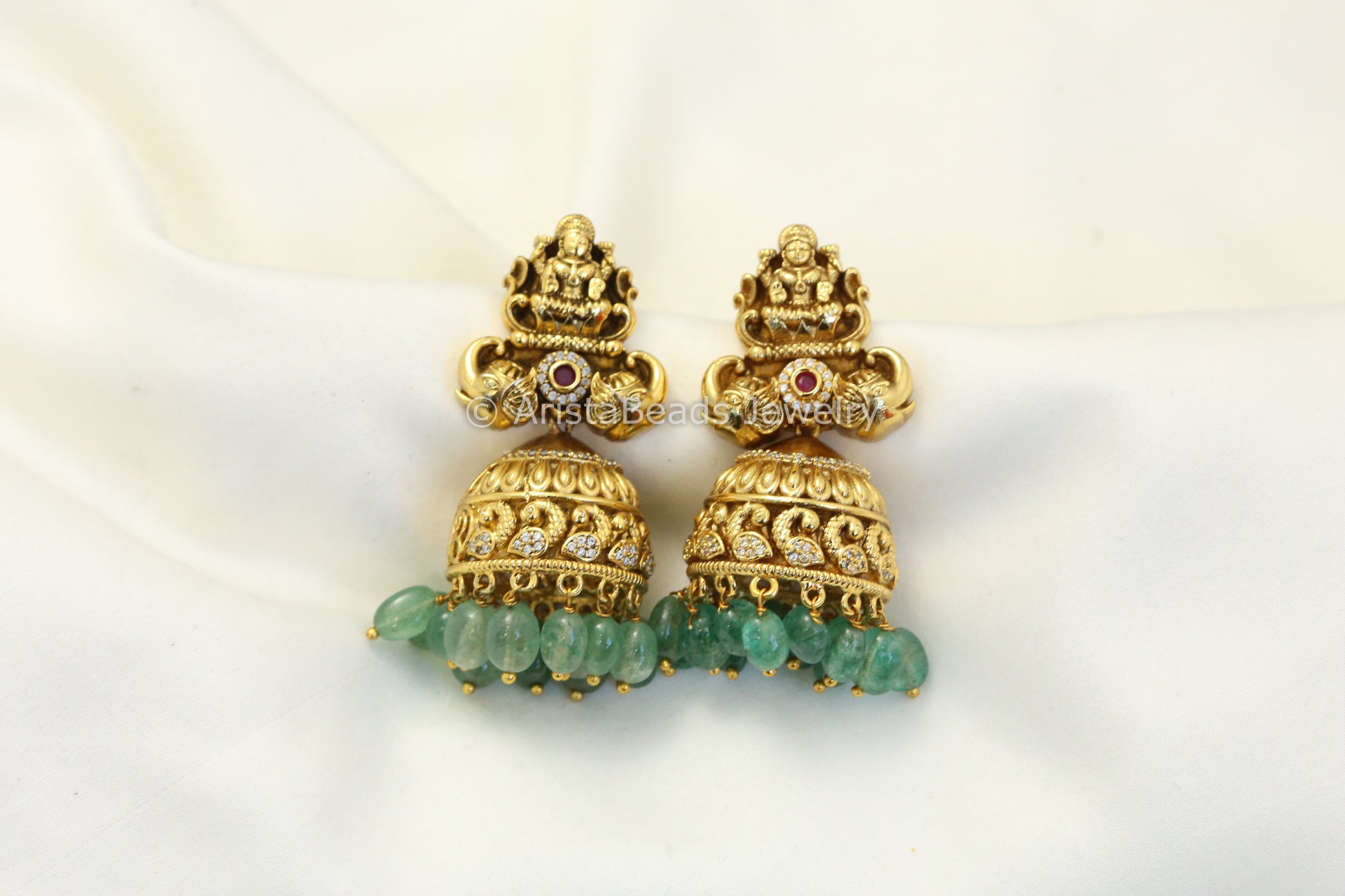 Nakshi Lakshmi Jhumka - Aventurine Drops