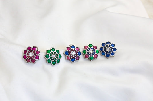 Silver Tone Kundan Studs