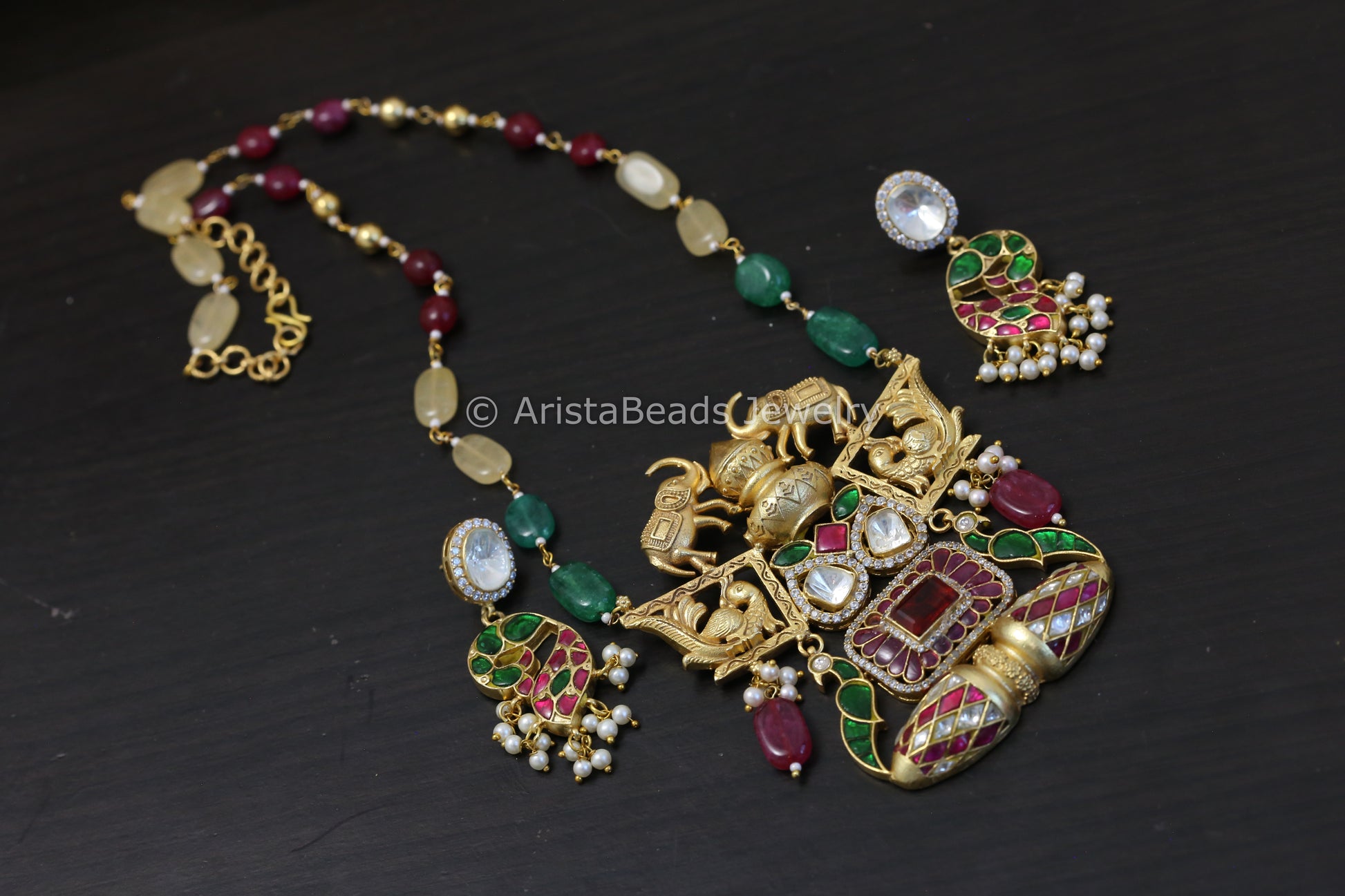 Multicolor Fusion Jadau Kundan Necklace Set