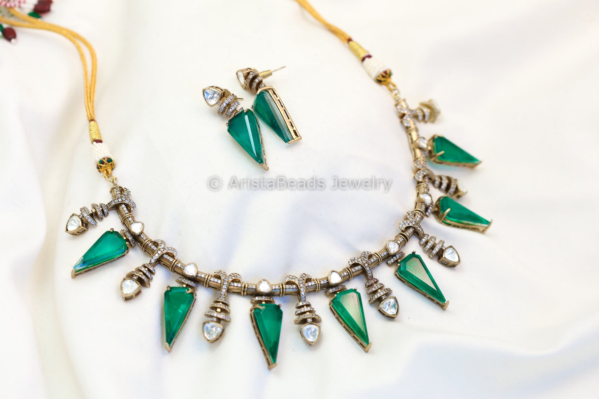 Premium Green Doublet & Moissanite Set (102-97)