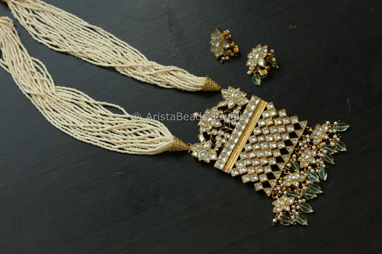 Real Jadau Work Necklace Set (ABJ-N101-74)