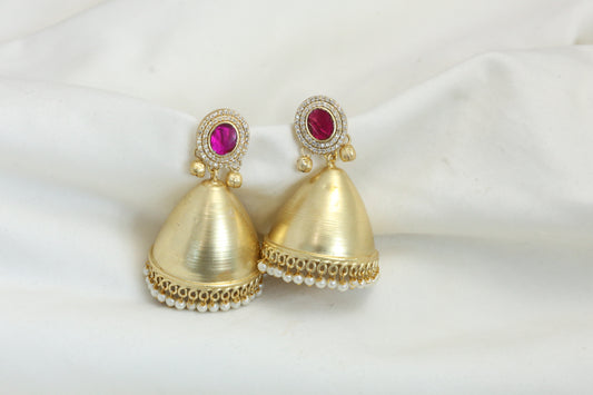 Matt Gold Jhumka - Pink