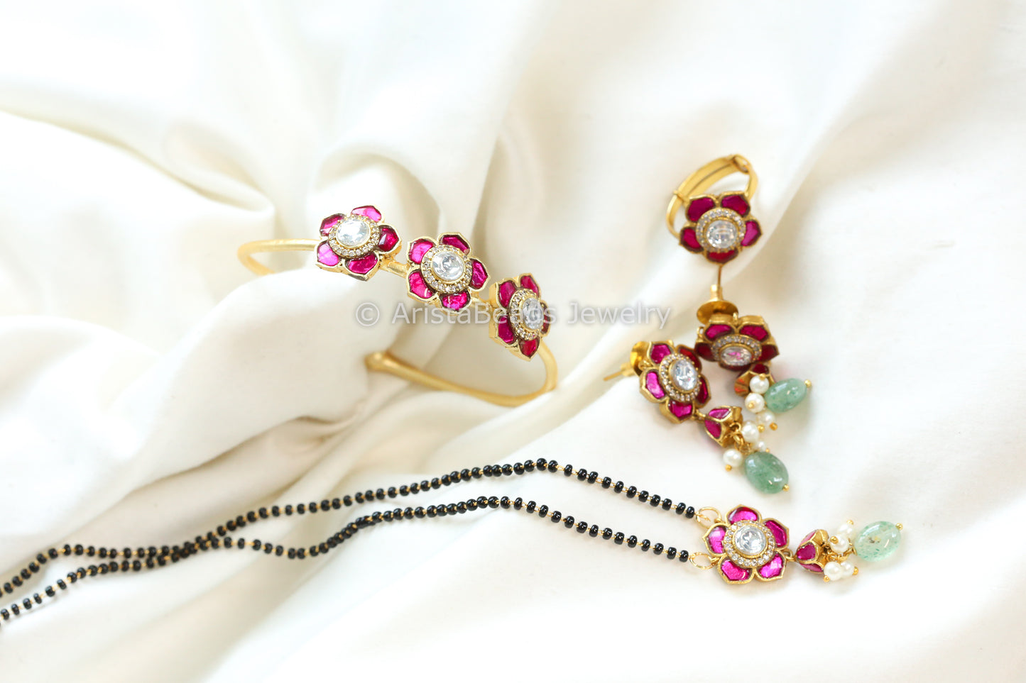 Ruby Jadau Kundan Necklace Set (ABJ-N101-83)