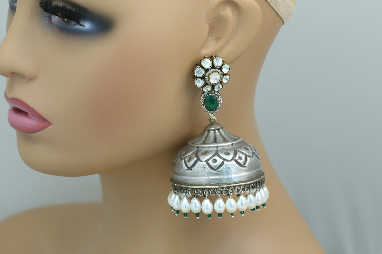 Large Polki Fusion  Jhumka  - ABJOC-16