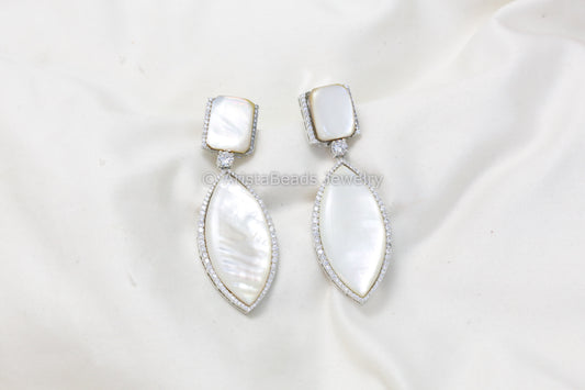 Contemporary MOP & Cz Earrings