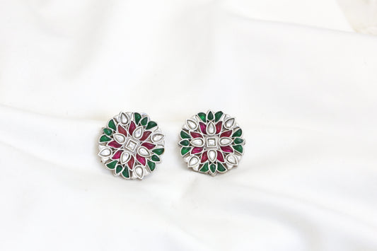 Simran Kundan Studs -Ruby Green
