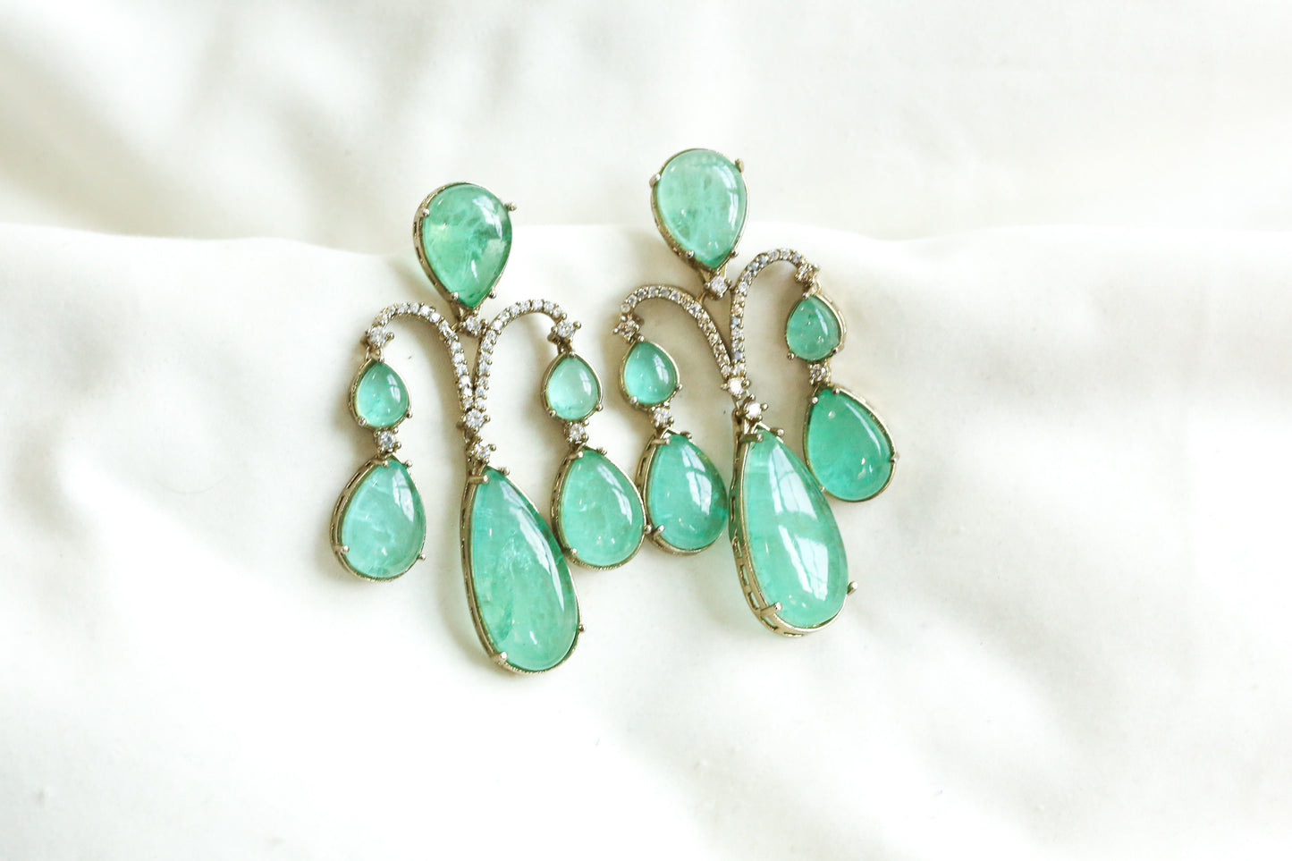 Premium Doublet & CZ Earrings -Mint (101-31)