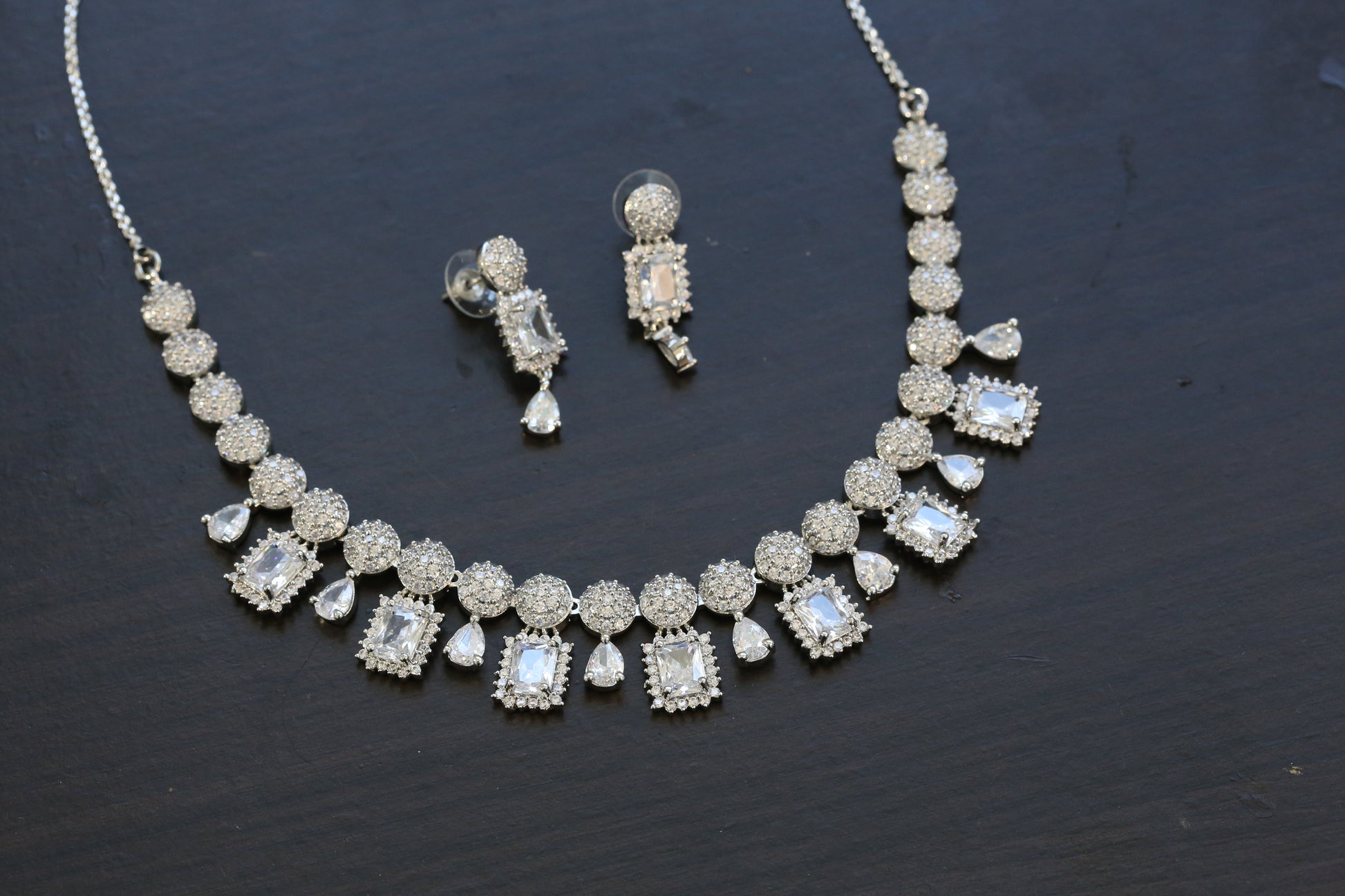 Next To Real Diamond CZ Necklace Set