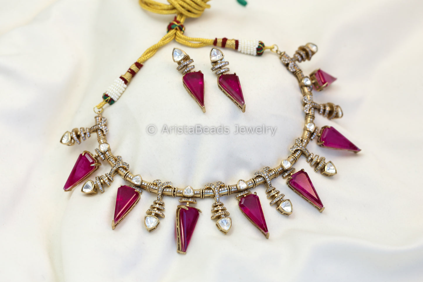 Premium Magenta Doublet & Moissanite Set (102-96)