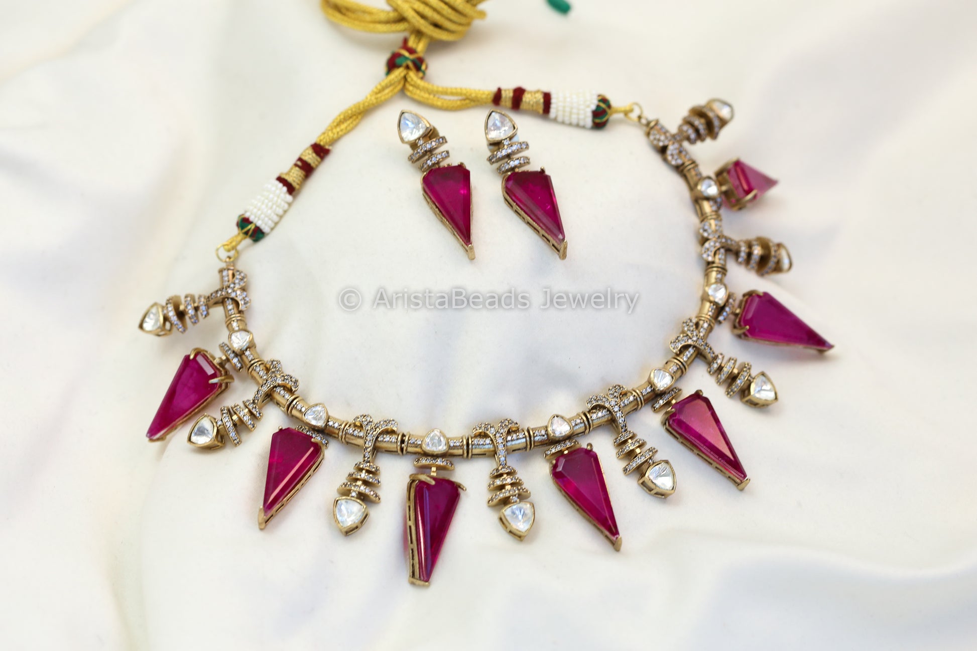 Premium Magenta Doublet & Moissanite Set (102-96)