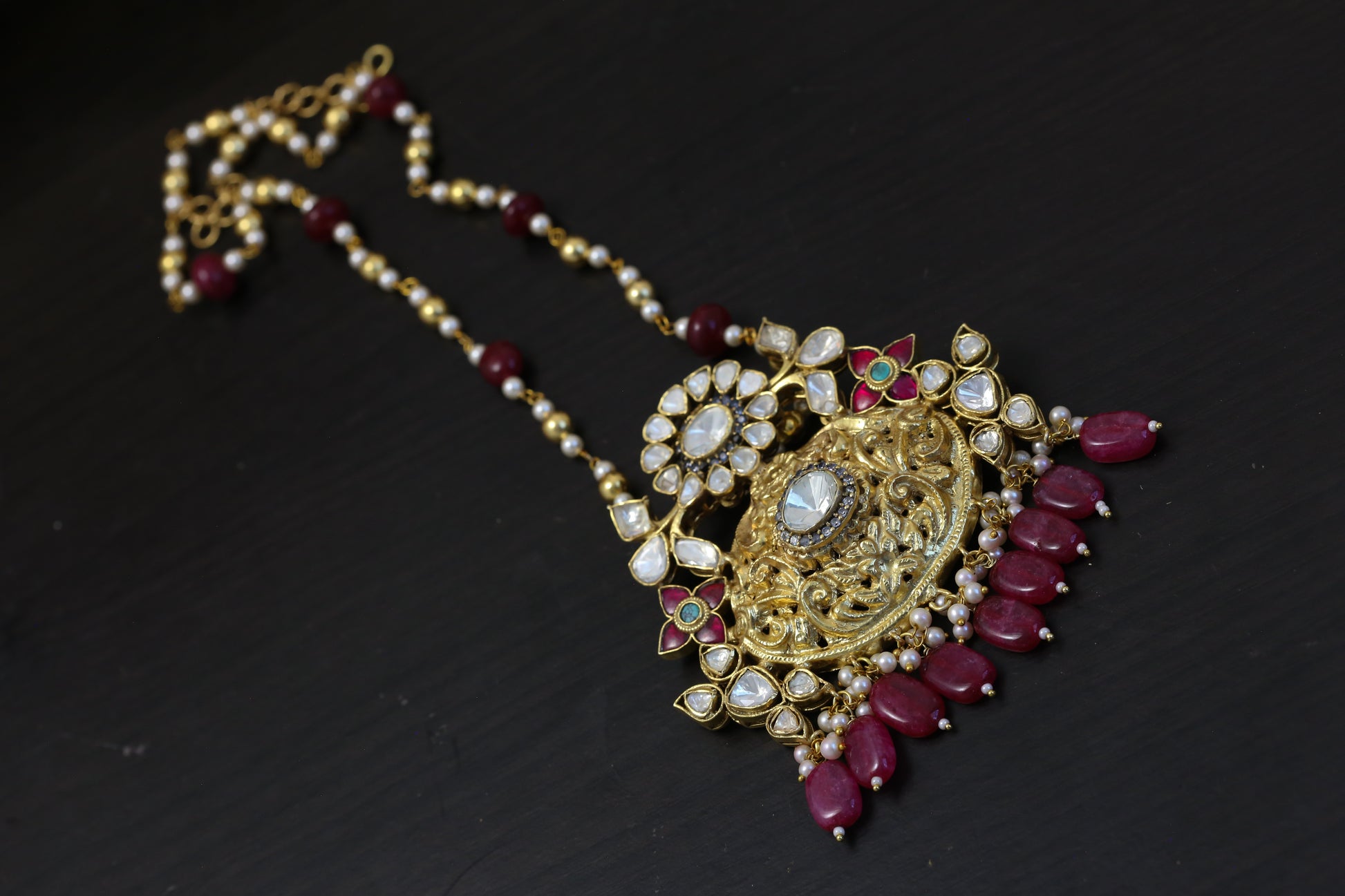 Moissanite & Fusion Jadau Kundan Nakshi Necklace