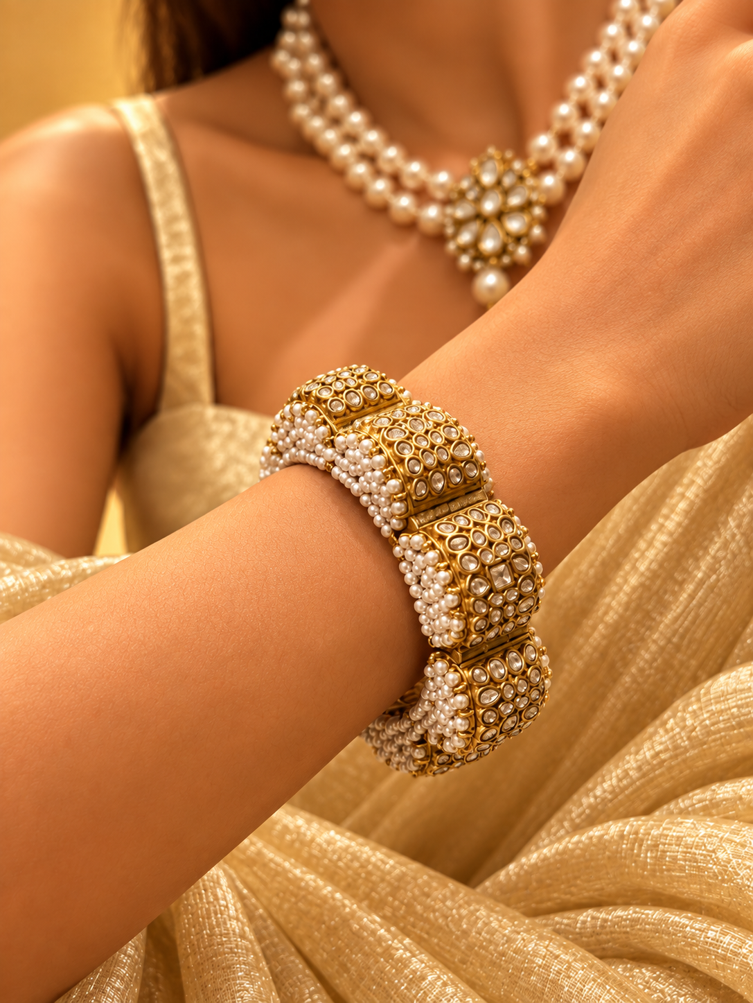 Poornima Vintage Gold Designer Bangle (Openable) - 2.4