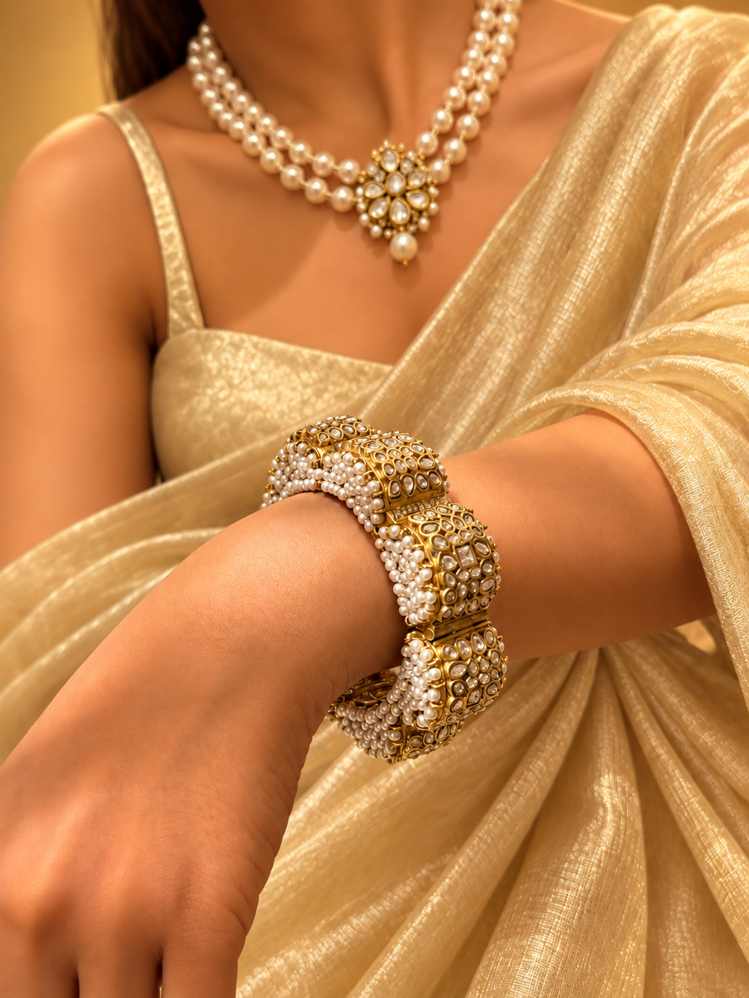 Poornima Vintage Gold Designer Bangle (Openable) - 2.4