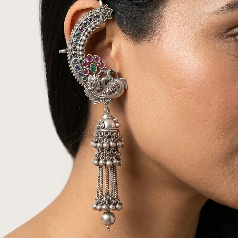 Mayura Earcuff Jhumka- Multi