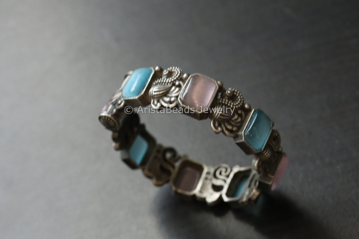 Monalisa Stone Bangle - Blue & Pink