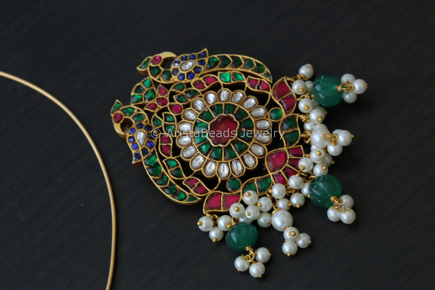 Jadau Pendant in Wire Hasli