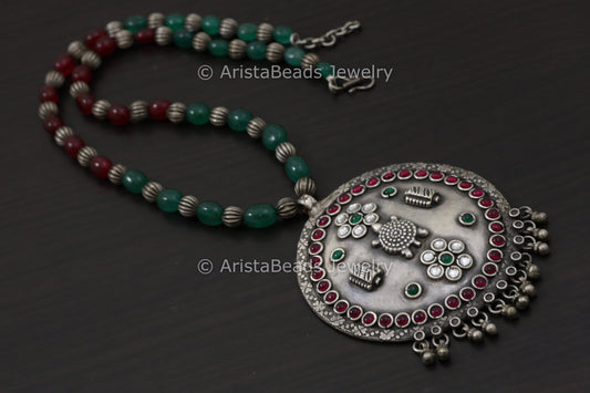 Kundan Kemp Stone Turtle Necklace