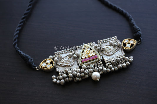 92.5 Silver Polish Kundan Choker Necklace