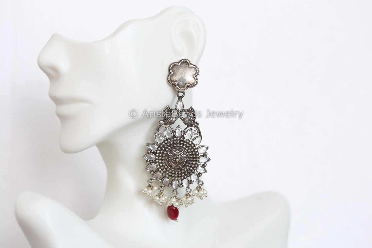 Clear Silver Finish Earrings