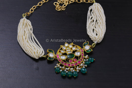 Dainty Jadau Multicolor Necklace