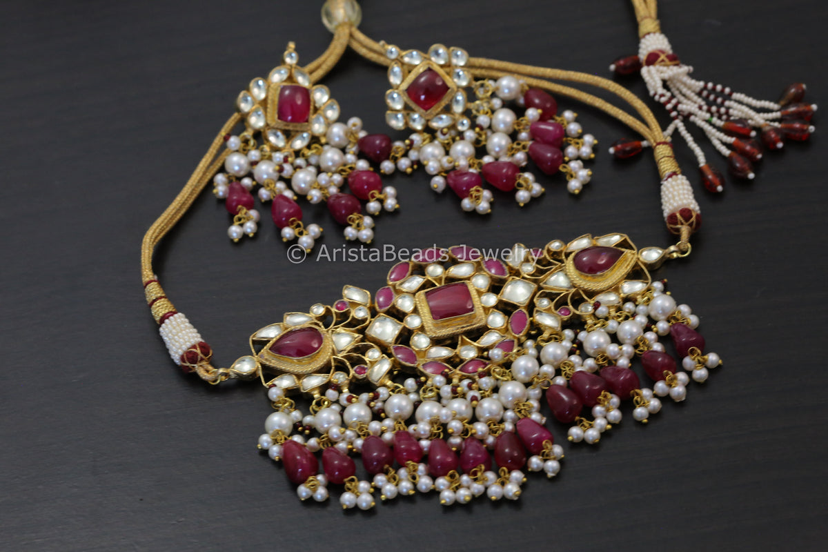 Pachi Kundan Choker Set - Ruby