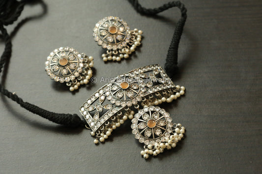 Small Clear & Orange CZ Choker Set