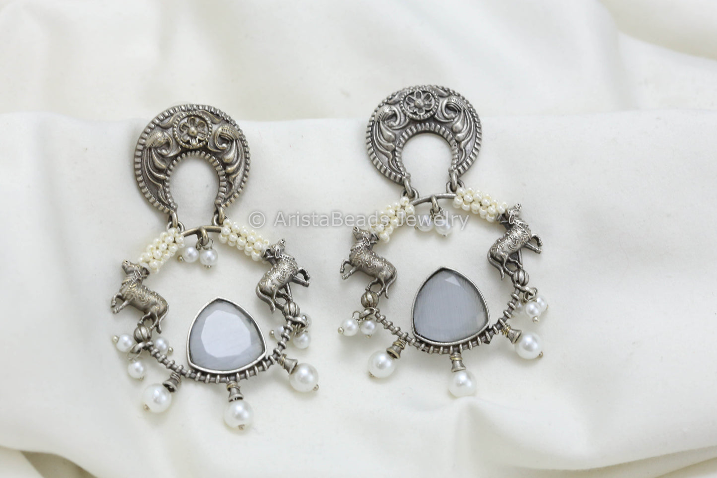 Silver Look Chandbaali - Gray