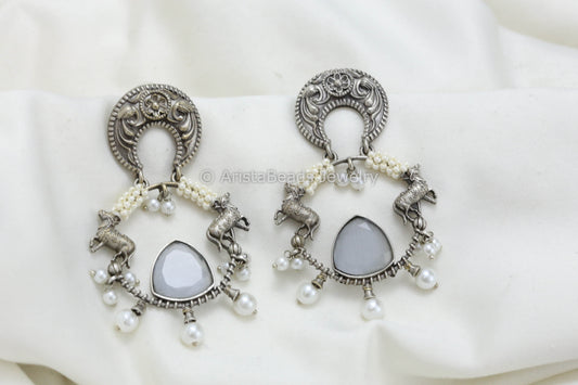 Silver Look Chandbaali - Gray
