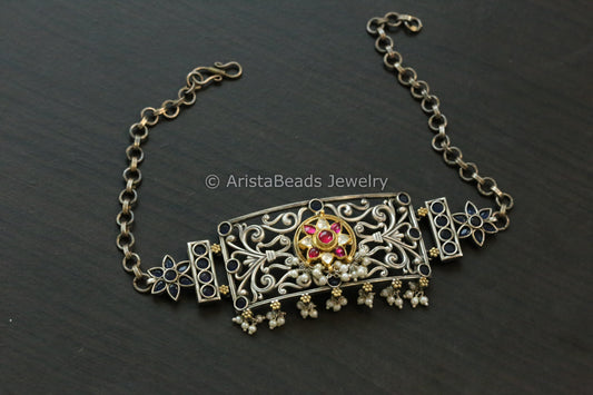 Ruby Pachi Motif Oxidized Choker