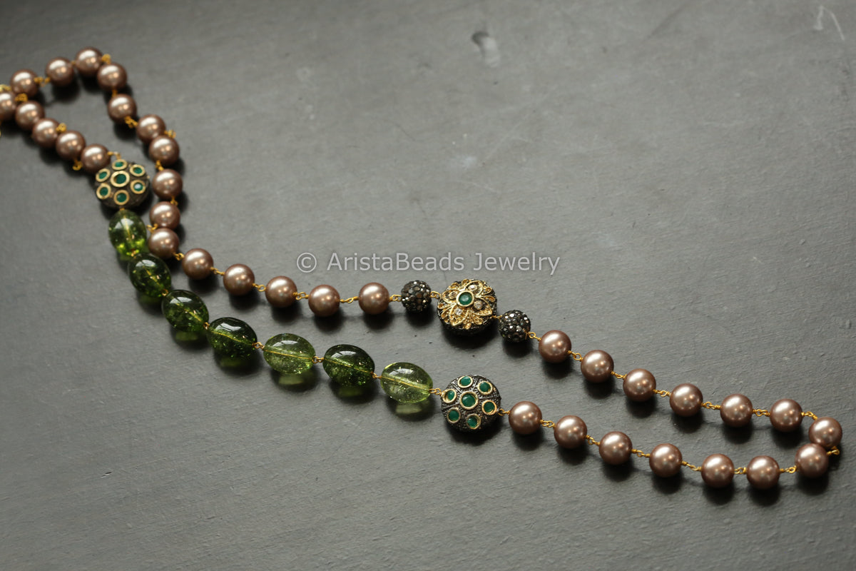 Pearl & Oxidized Beads Necklace