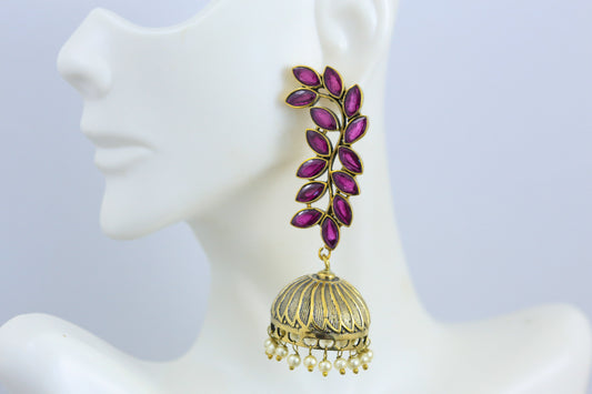 Antique Ruby Pearl Jhumka