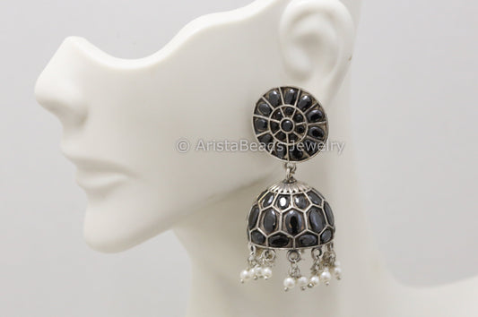 Jadau Look Oxidized Jhumka - Black