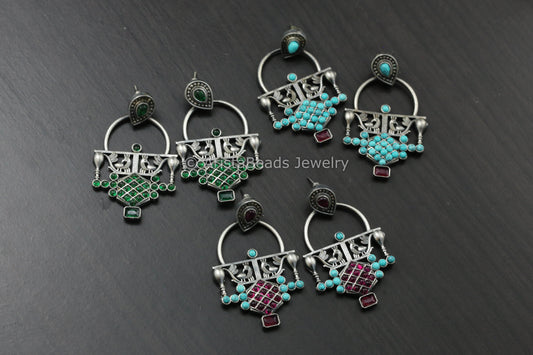 Silver Look Kemp Stone Earrings