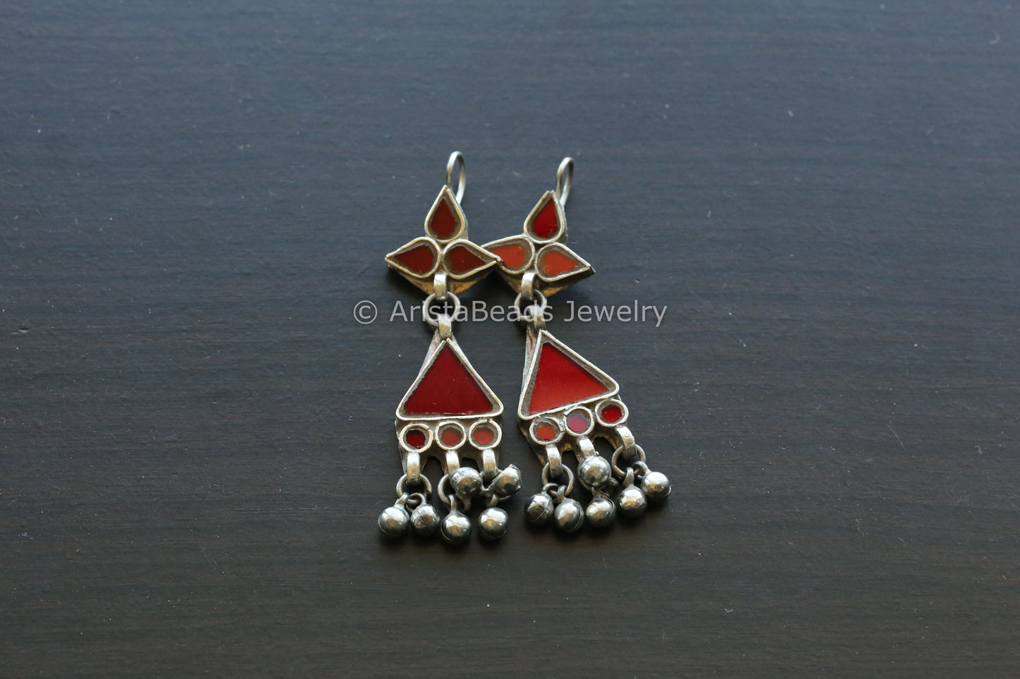 Aaeena Real Glass Earrings - Red
